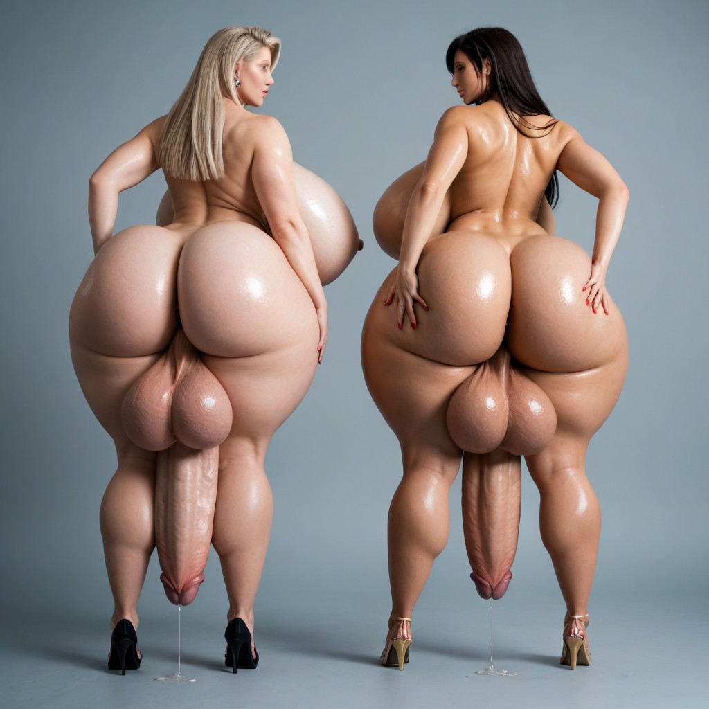 Fully Erect Penis, Hyper Testicles, Precum Shemale AI Porn
