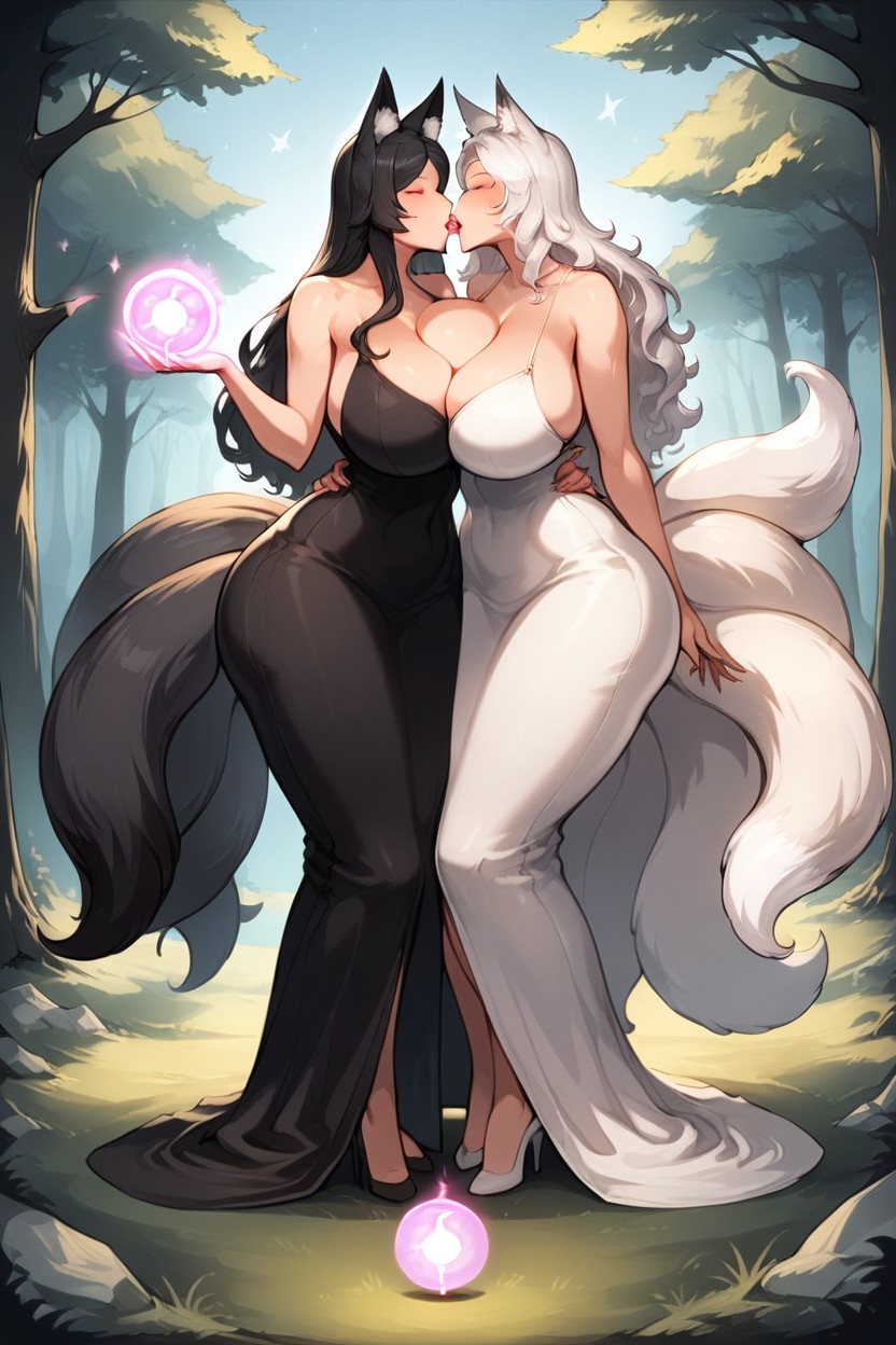 Huge Breasts, Fox Tail, Mature Female Hentai AI Porn
