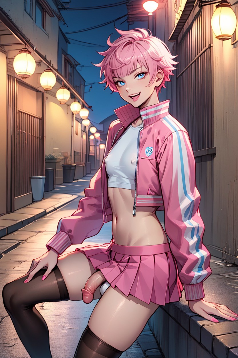 Pleated_skirt, Deep Shadows, Night Shemale AI Porn