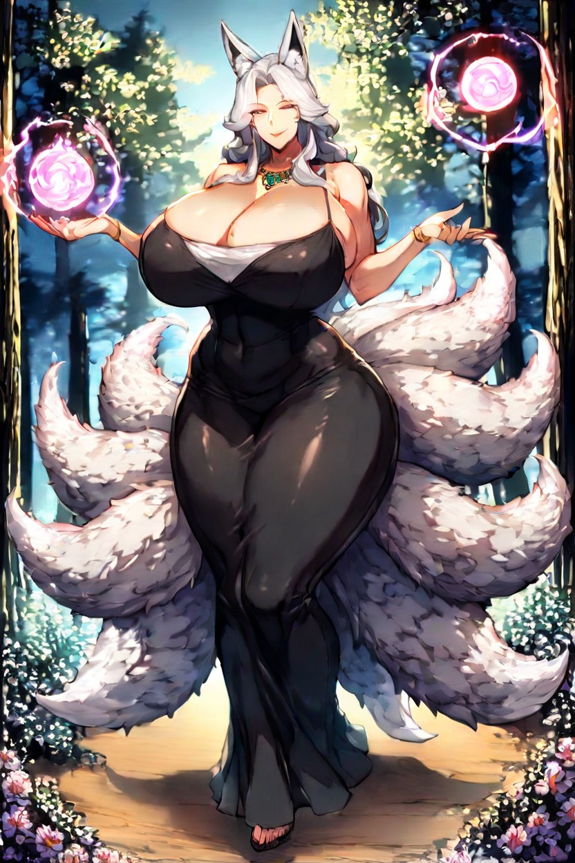 Fox Girl, Huge Breasts, Armored Dress Hentai AI Porn