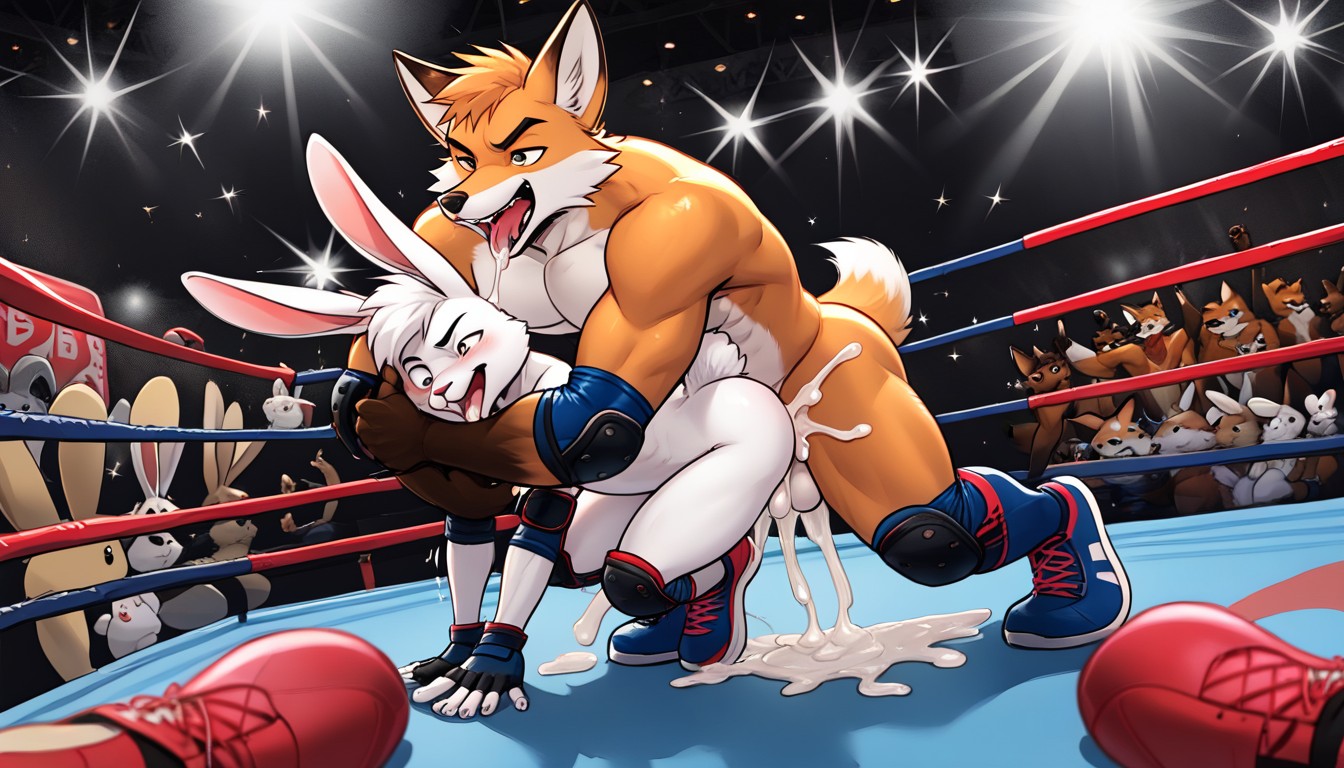 Rabbit Shocked, Fox Feminine Figure, Wrestler Knee Pads Furry AI Porn