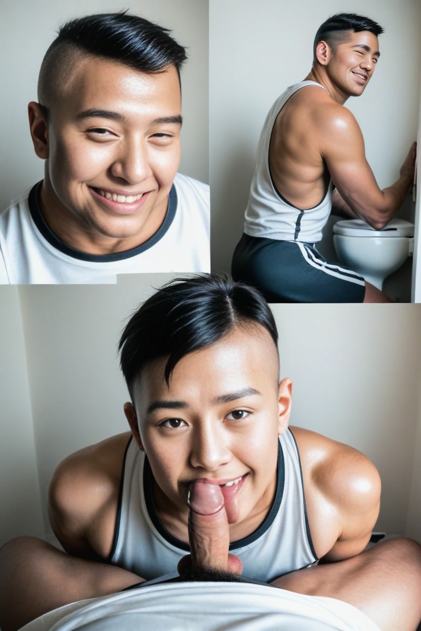 Dusk, Top Down, Muscular AI Gay Porn
