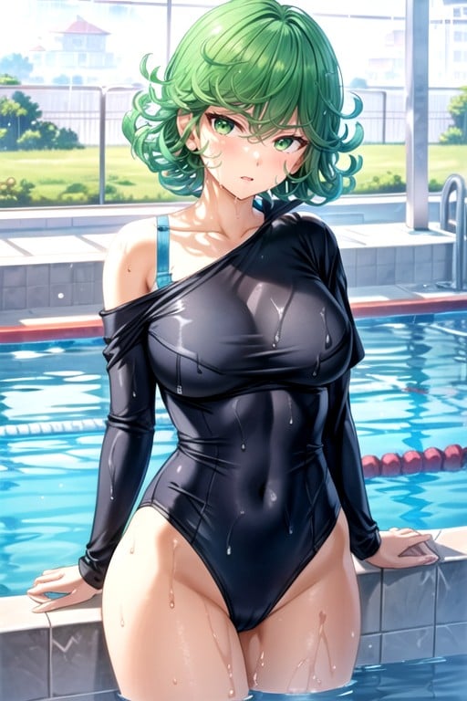 Tatsumaki (one Punch Man), Swimsuit, School Swimming Pool Asian AI Porn