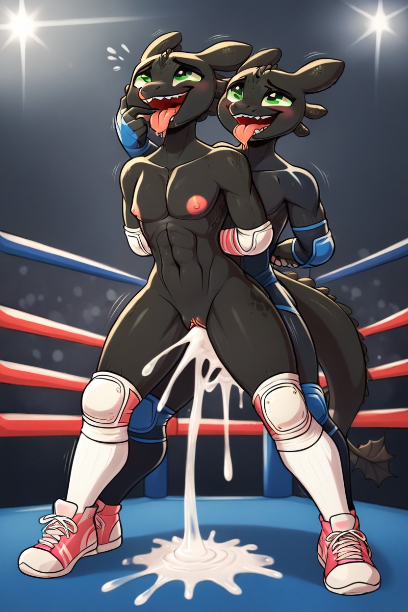 Wrestling Ring, Horny, Male Penetrating Female Furry AI Porn