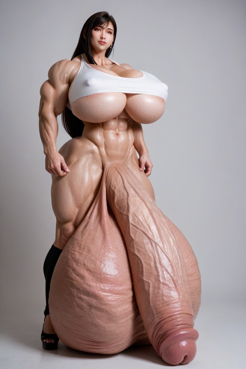 Tifa Lockhart, Korean Woman, Gigantic Latissimus Dorsi Shemale AI Porn