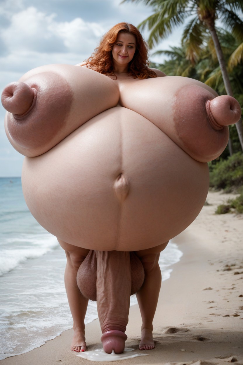 Caucasian, Extremely Huge Nipples, Hyperrealistic Shemale AI Porn
