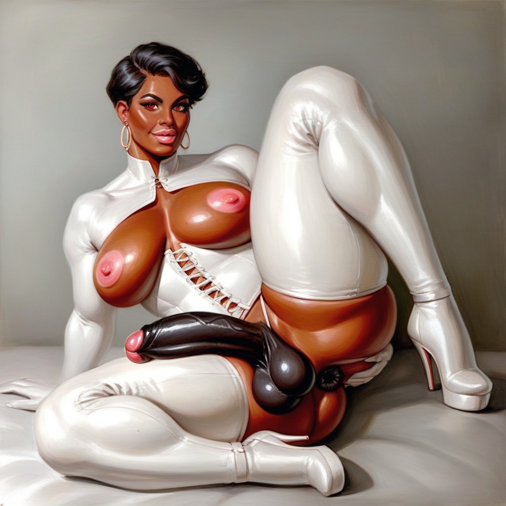 He Is Black, Sissy, Black Boobs Shemale AI Porn