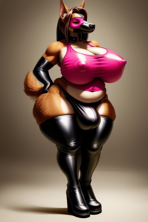 Hyper Penis Bulge, Wide Hips, Bald Furry AI Porn