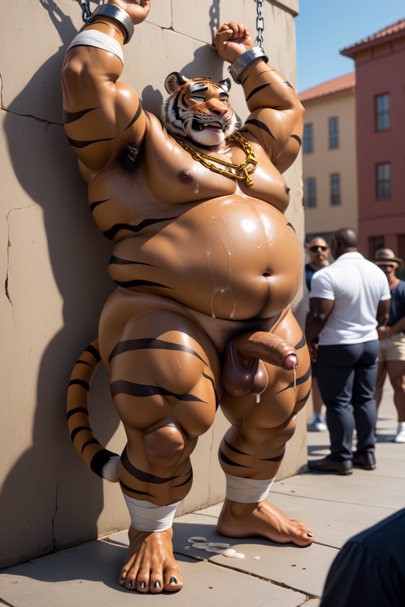 Large Fat Furry Tiger, Public Humiliation, Micropenis AI Gay Porn