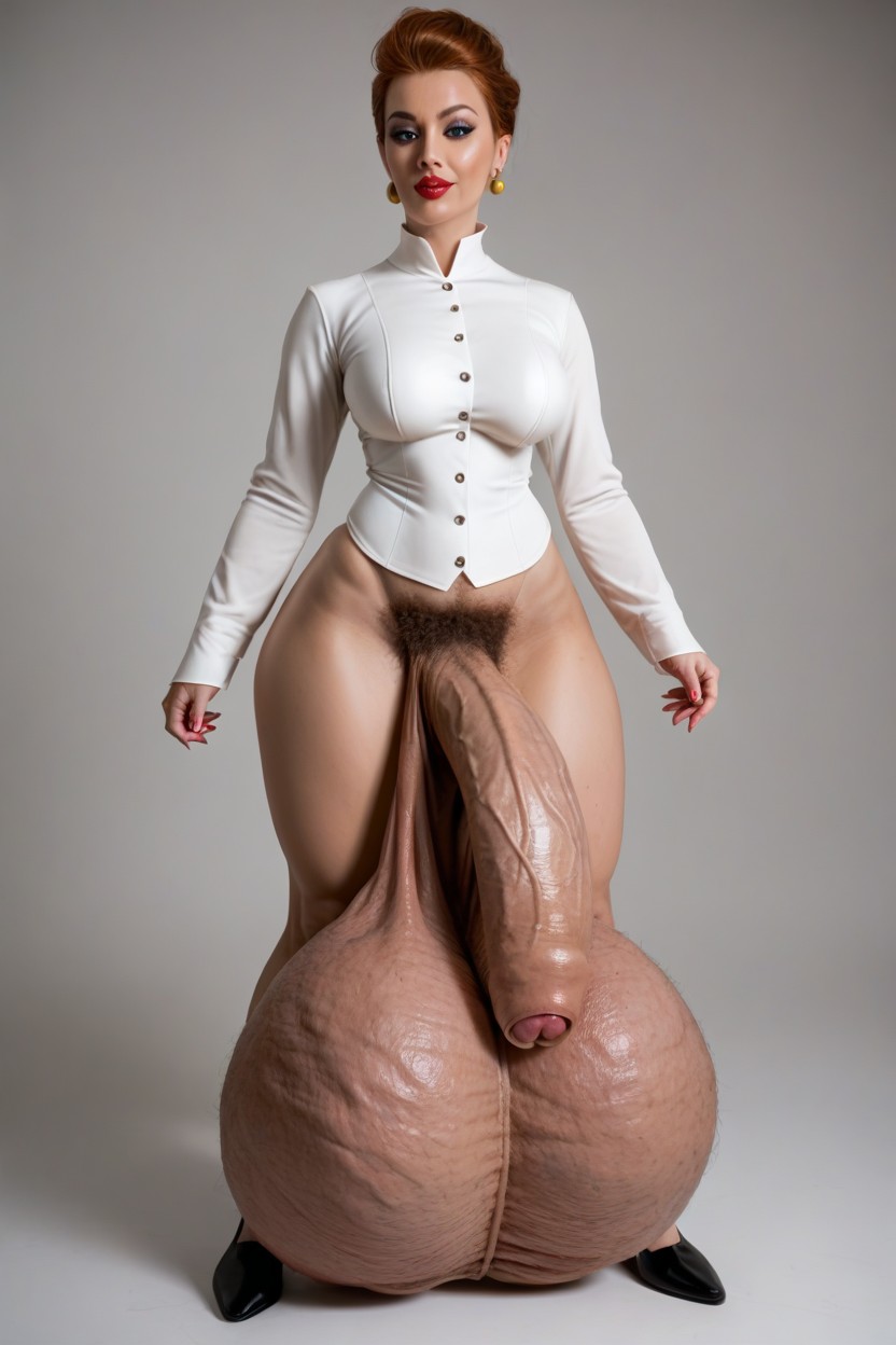 Hyper Veiny Balls, Huge Hyper Sagging Testicles, Hyper Massive Swollen Inflated Balls Shemale AI Porn