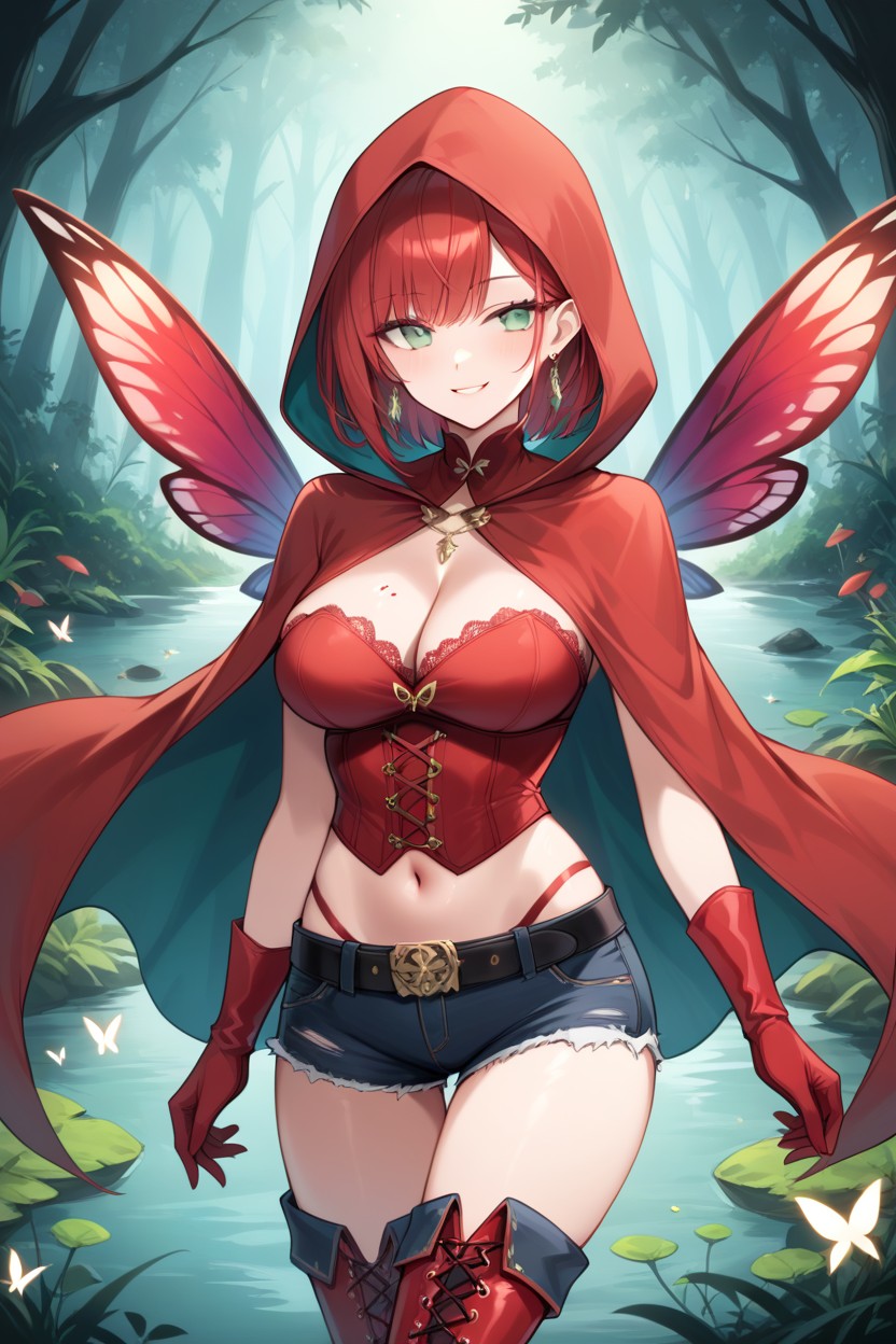 Red Hair, Navel Exposed, Swamp AI Porn