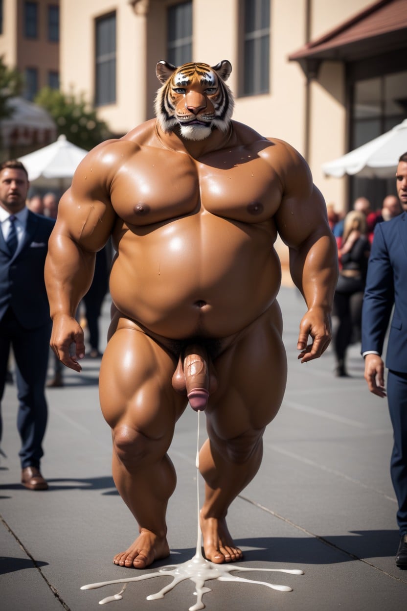 Large Fat Furry Tiger, Fat, Large Cum Shots AI Gay Porn