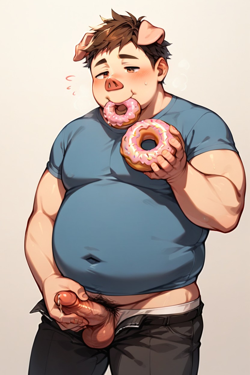 20s, Pig Nose, Donut In Mouth AI Gay Porn