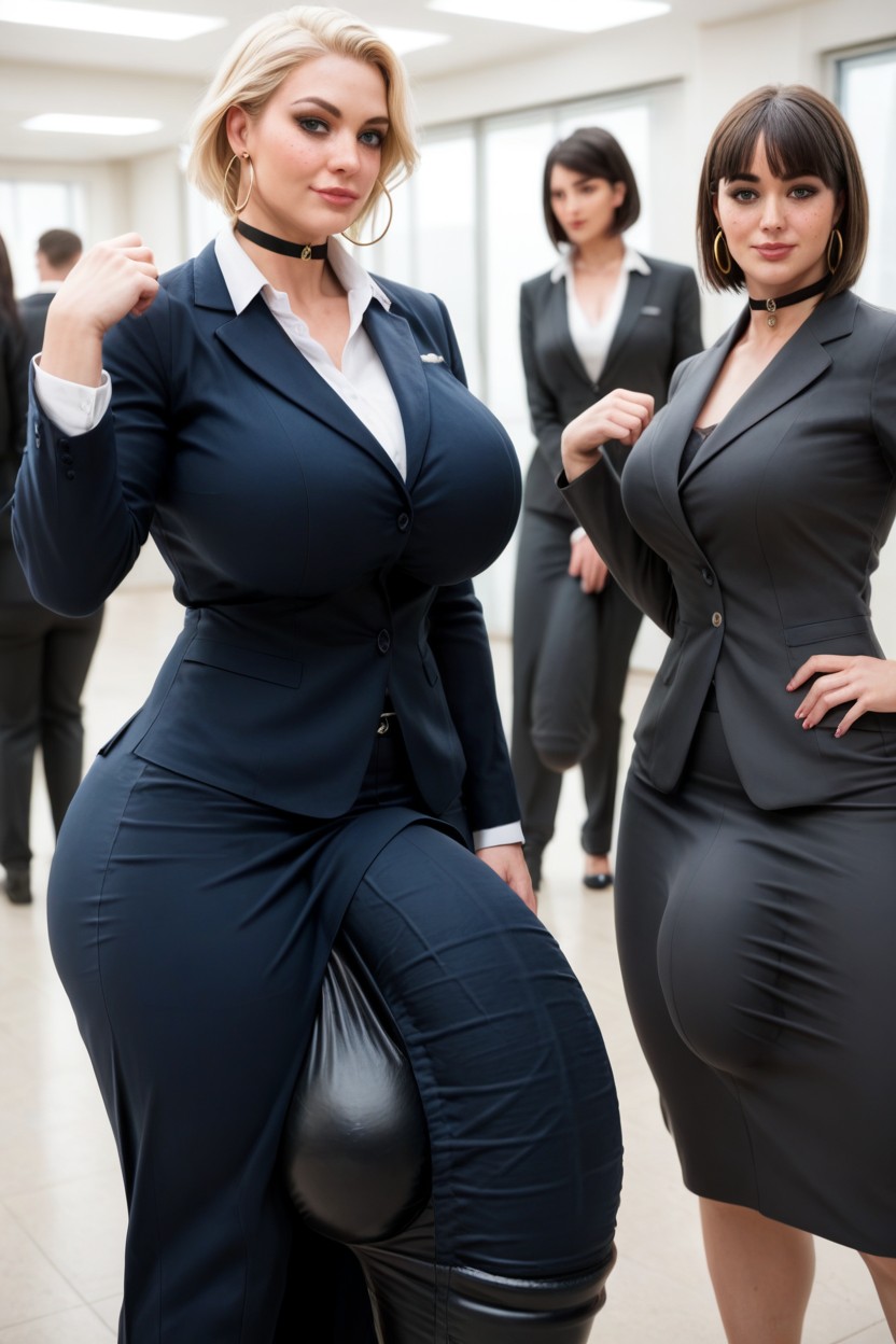 Bangs, Office, Huge Bulging Bicep Muscles Shemale AI Porn