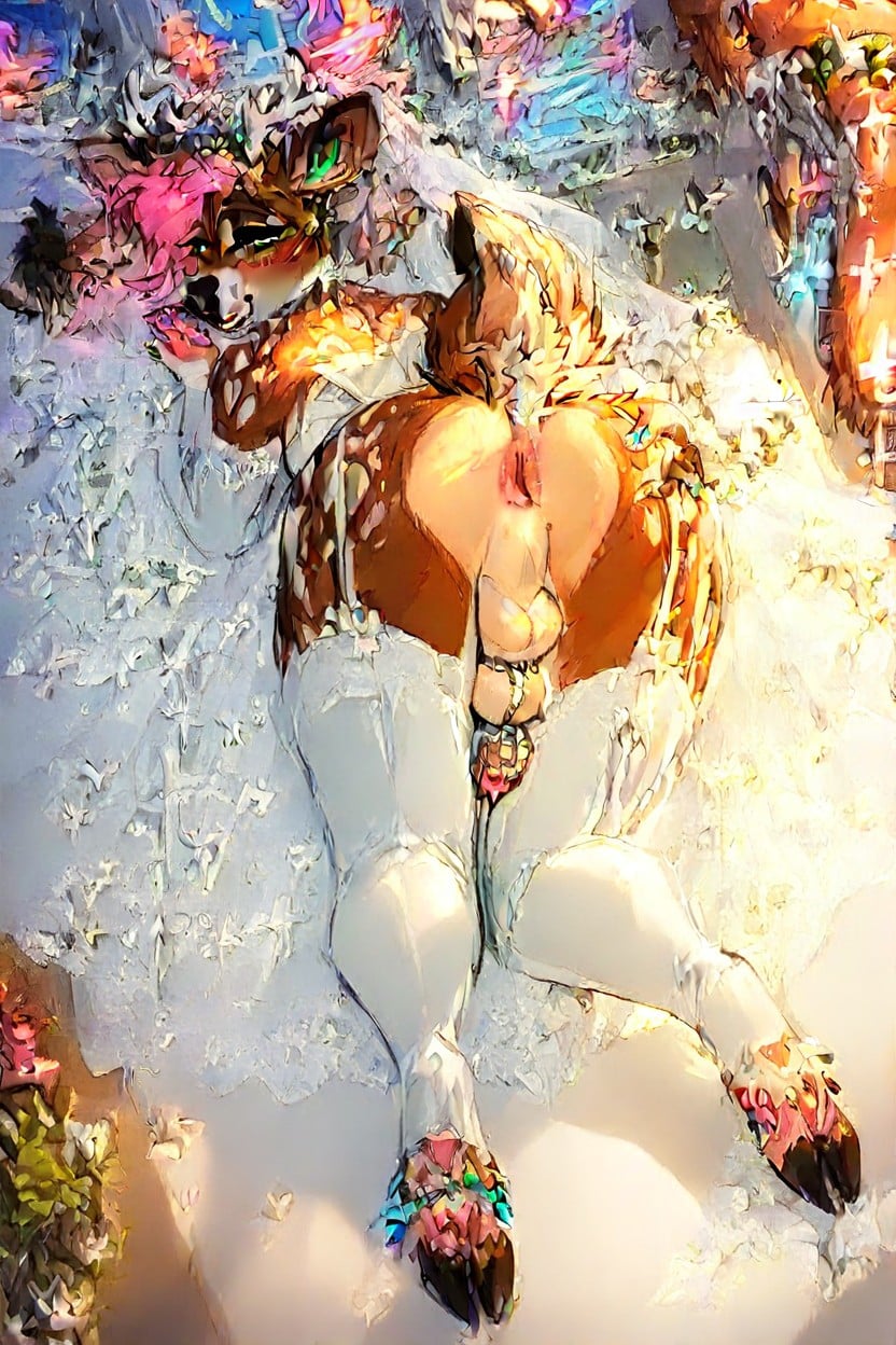 Wedding Veil, Jewlery, Ass Slap Marks Furry AI Porn