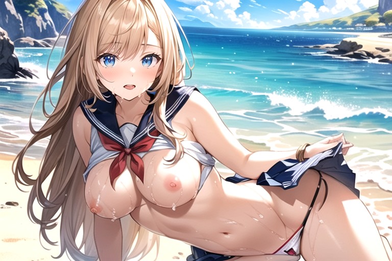 Blonde Hair, Nsfw, Beach Hentai AI Porn