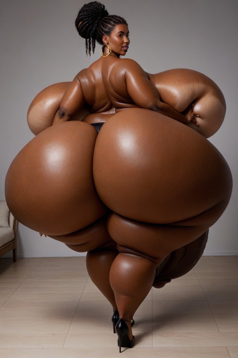 Extra Boob Between Boobs, African, Three Breasts Shemale AI Porn