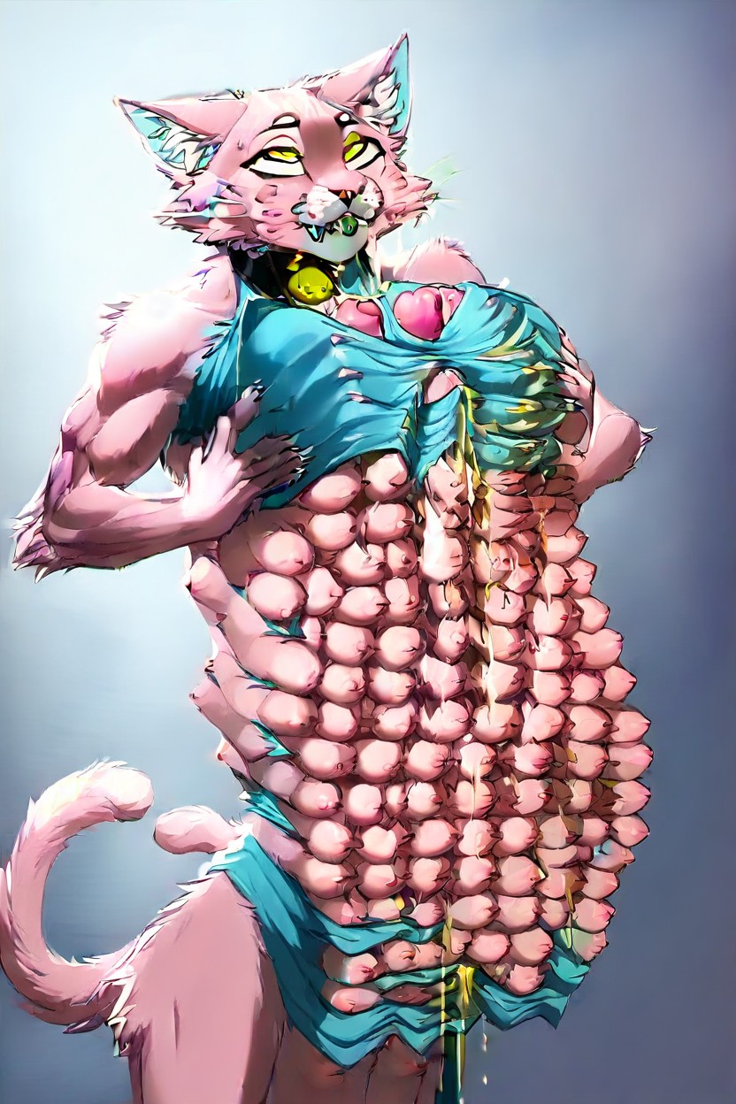 Neon Blue Pussy, Multy Nipples, Multi Breast Furry AI Porn