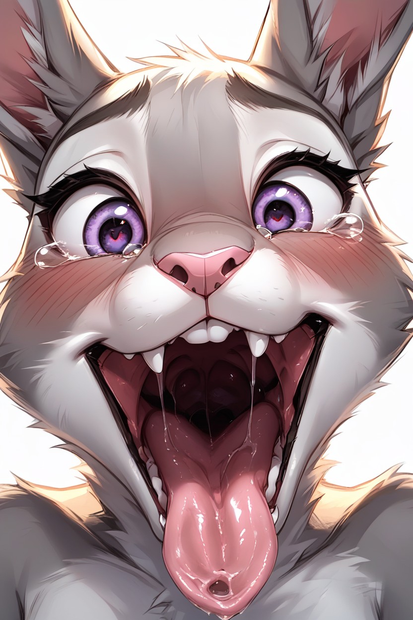 Blushing, Breathing Out, Large Bunny Ears Furry AI Porn
