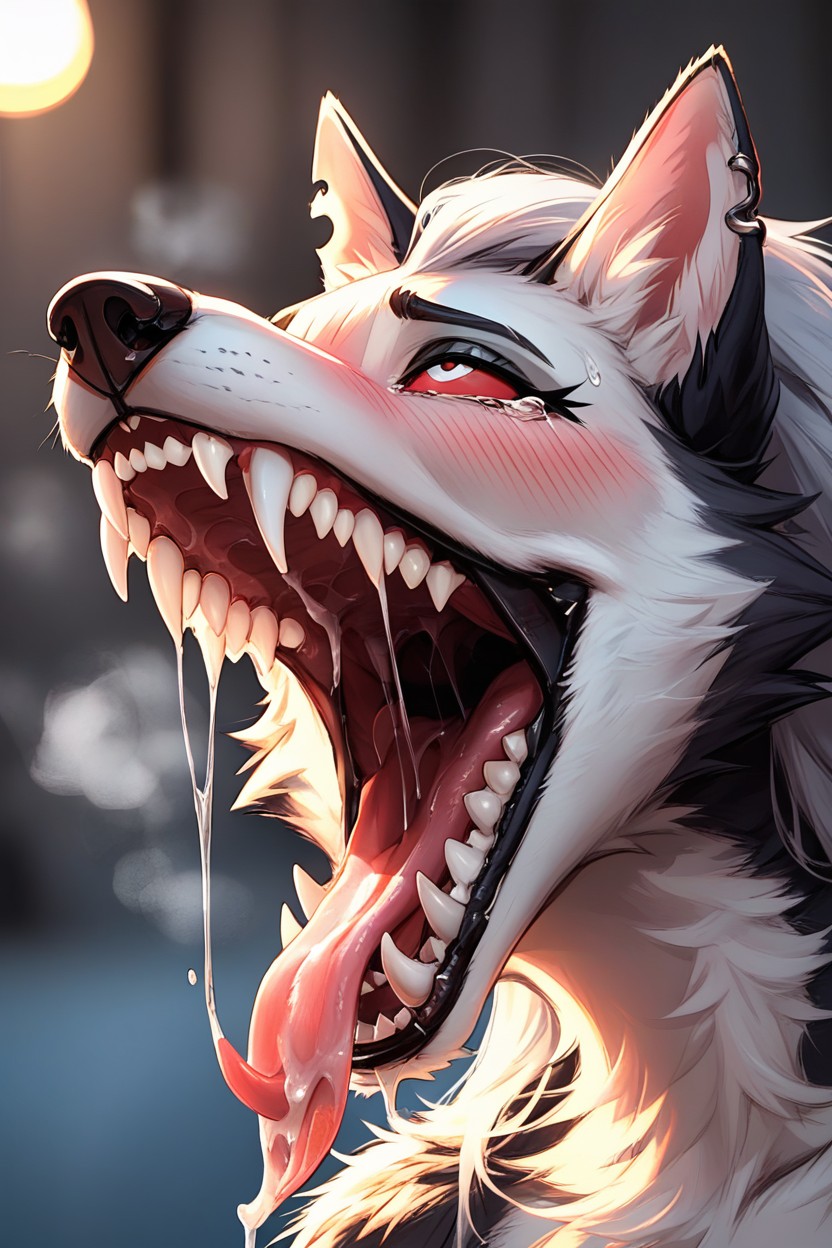 Side View, Extremely Detailed, Long Tongue Furry AI Porn