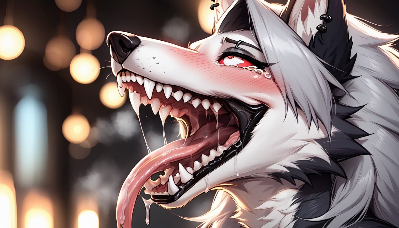 Wide Open Mouth, Ahegao, Slightly Closed Eyes Furry AI Porn