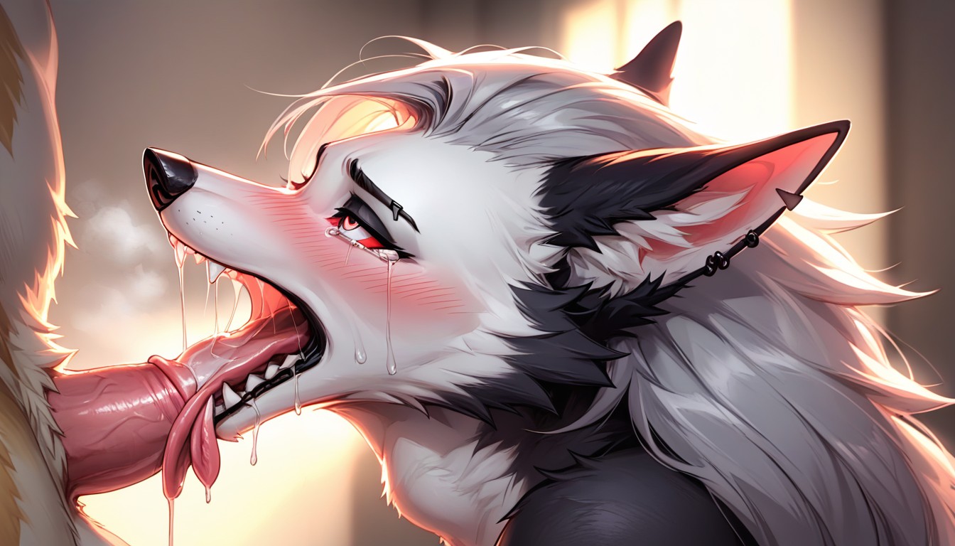 Tongue Lolling Out, Close Face Shot, Loona From Helluva Boss Furry AI Porn