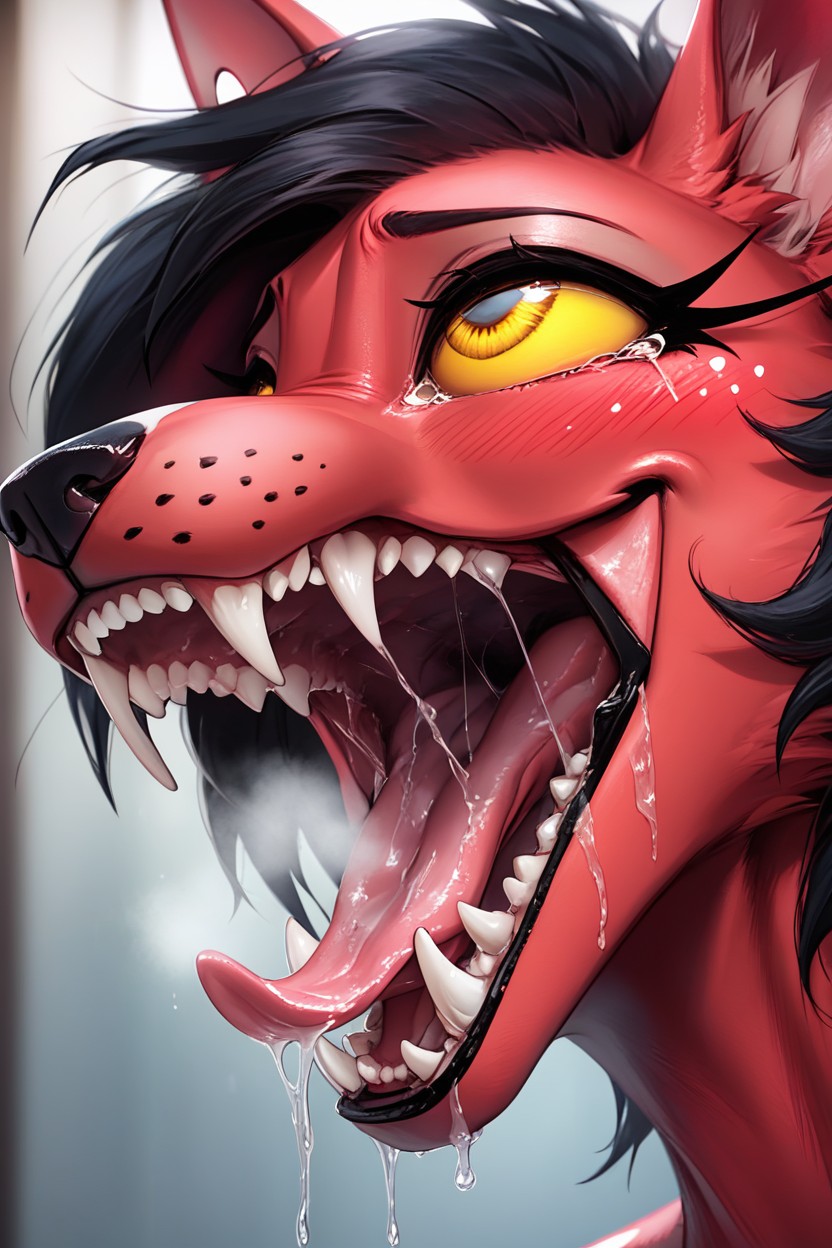 Breathing Out, Millie From Helluva Boss, Close Up Furry AI Porn