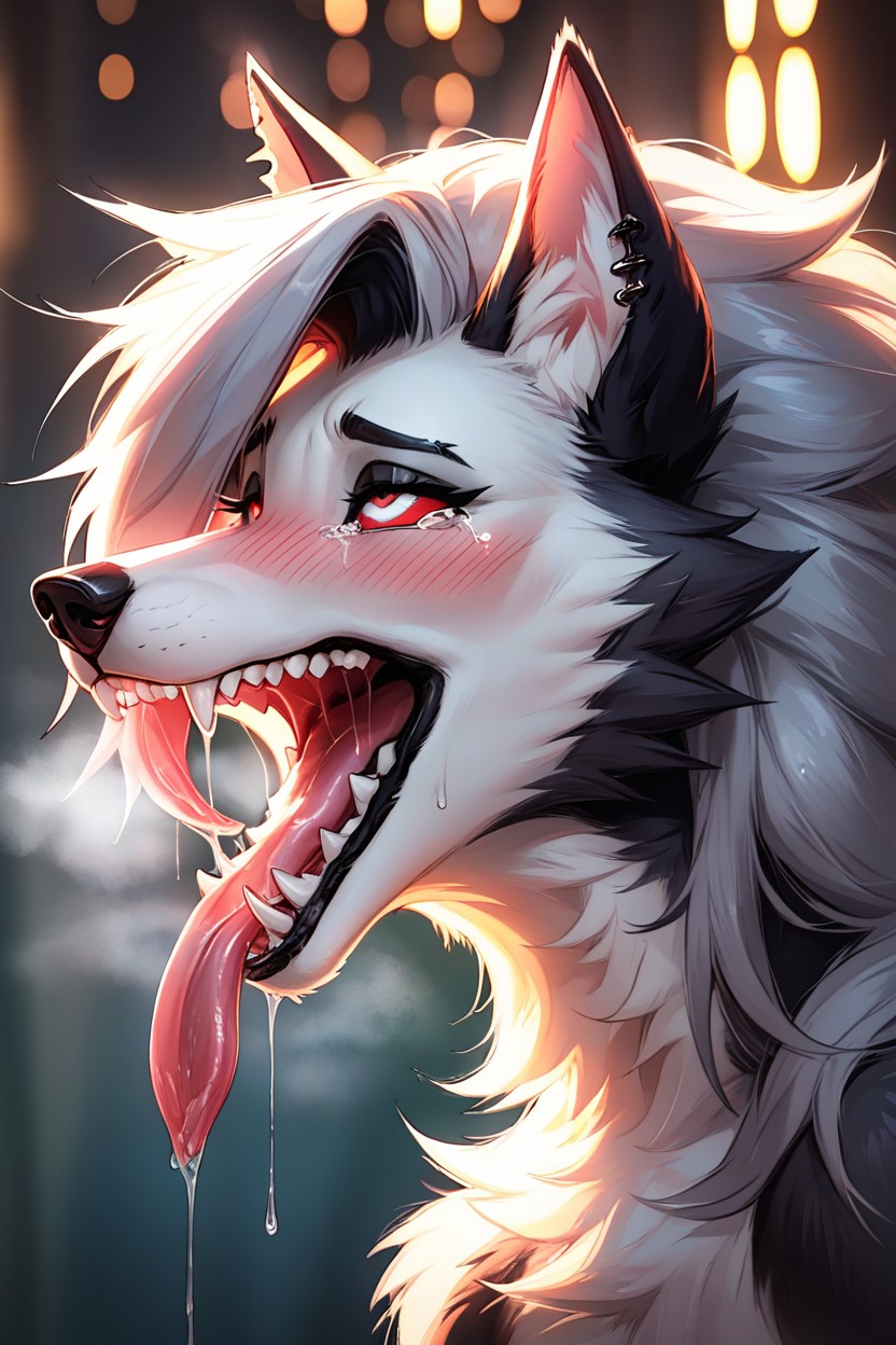 Wide Open Mouth, Loona From Helluva Boss, Depth Of Field Furry AI Porn