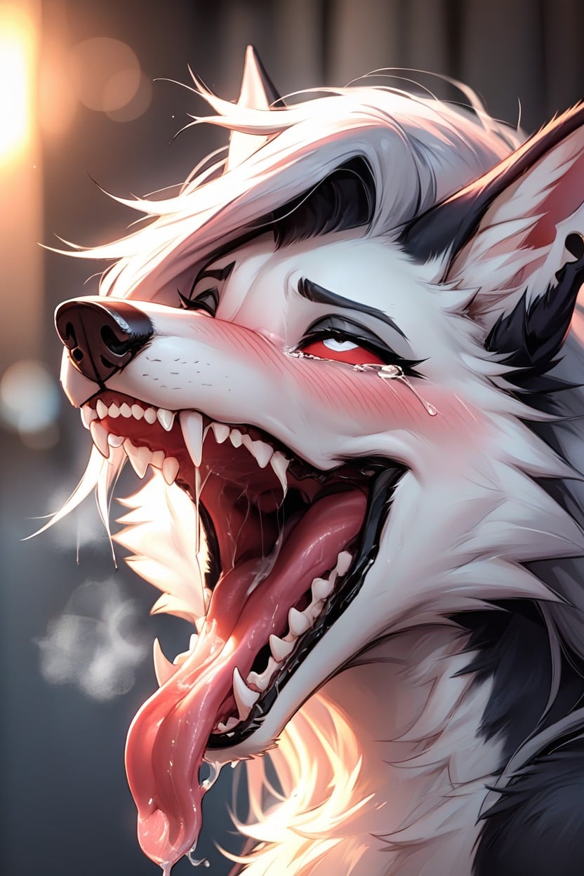 Mouth Gaped, Mouth Agape, Highlights On Edges Furry AI Porn