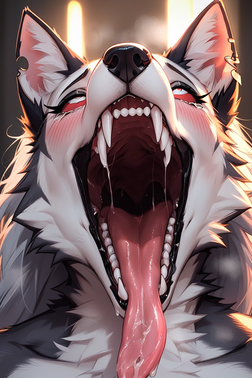 Realistic, Detailed, Wet Tongue Furry AI Porn