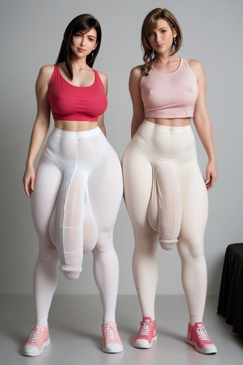Front View, Full Cover Entire Penis Bulge, No Tits Shemale AI Porn