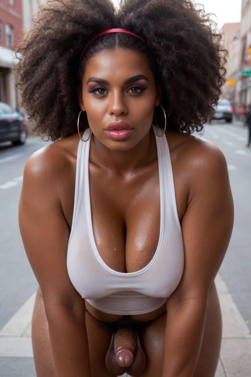 Front View, Tank Top, Large Breast Shemale AI Porn