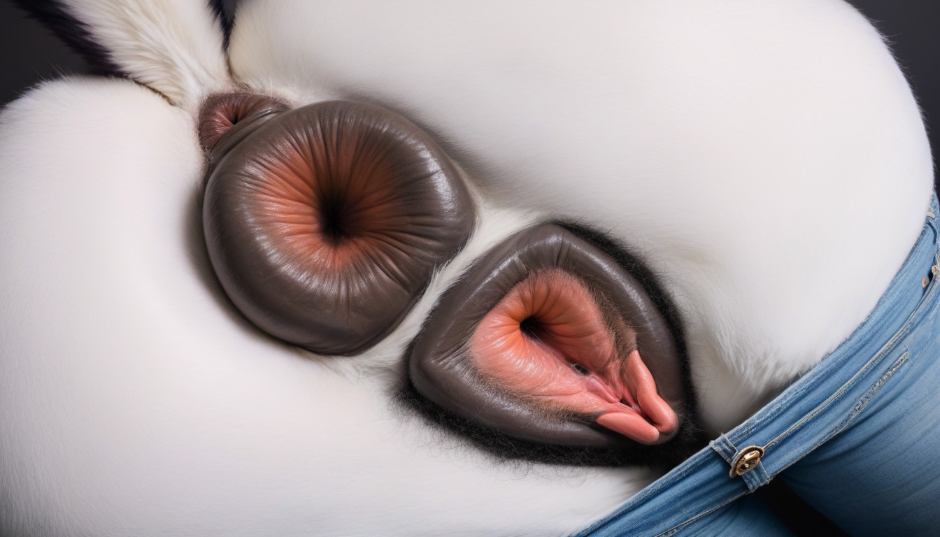 Raised Tail, Extremely Large Ass, Canine Pussy Furry AI Porn