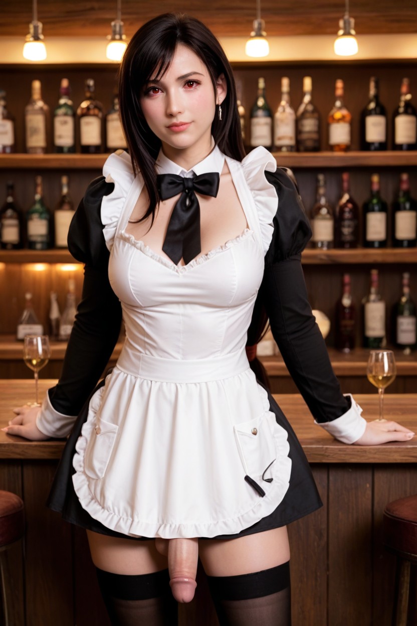 Straight, Boasts Polished Wooden Surfaces And Gleaming Glassware, Stylish Bar Shemale AI Porn