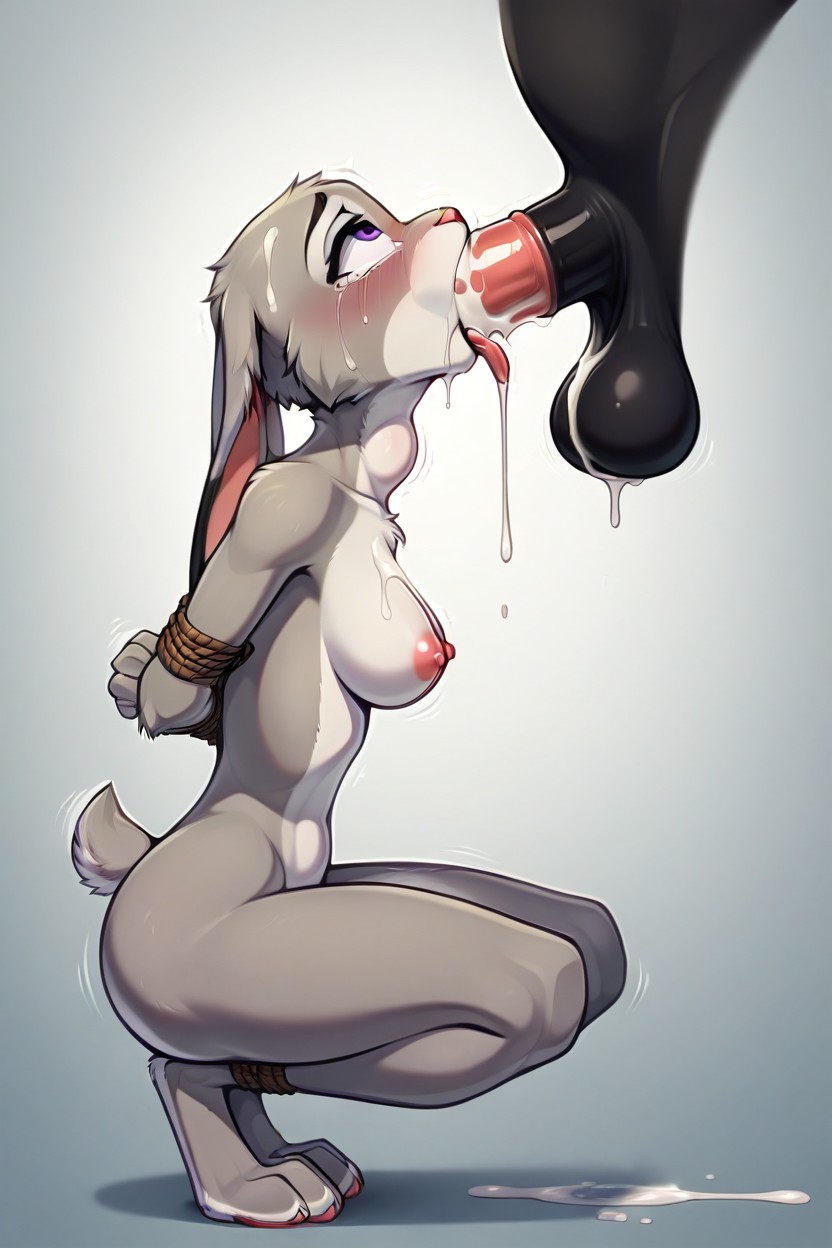 Tongue Out, Cumshot, Judy Hopps Furry AI Porn