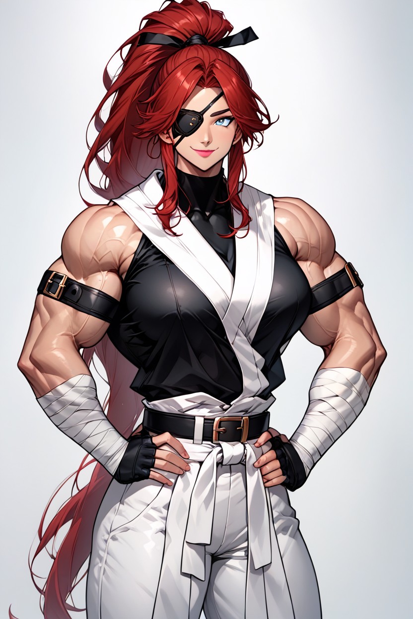 Black Eyepatch, Extremly Tall, Extremly Muscular Hentai AI Porn