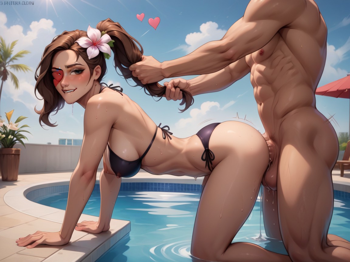 Pussy Juices, Brunette, Love Hearts Hentai AI Porn