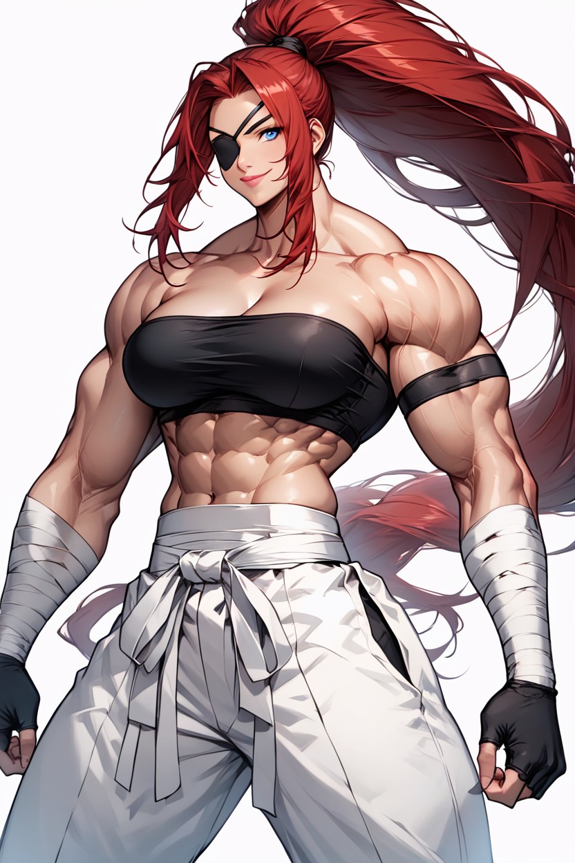 Black Eyepatch, White Belt, Slightly Tan Skin Hentai AI Porn