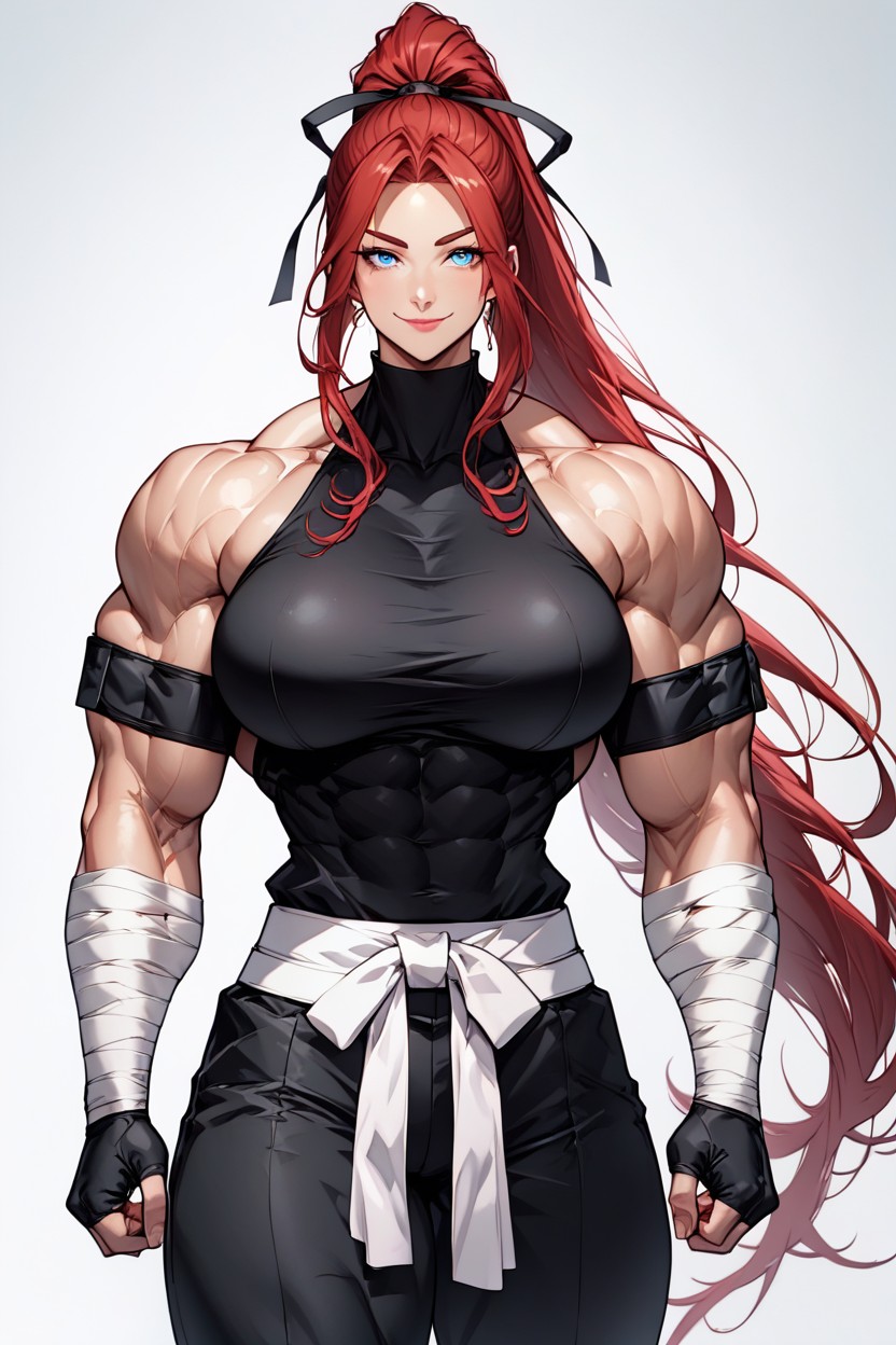Gigantic Biceps, Extremly Long Ponytail, Big Hands Hentai AI Porn