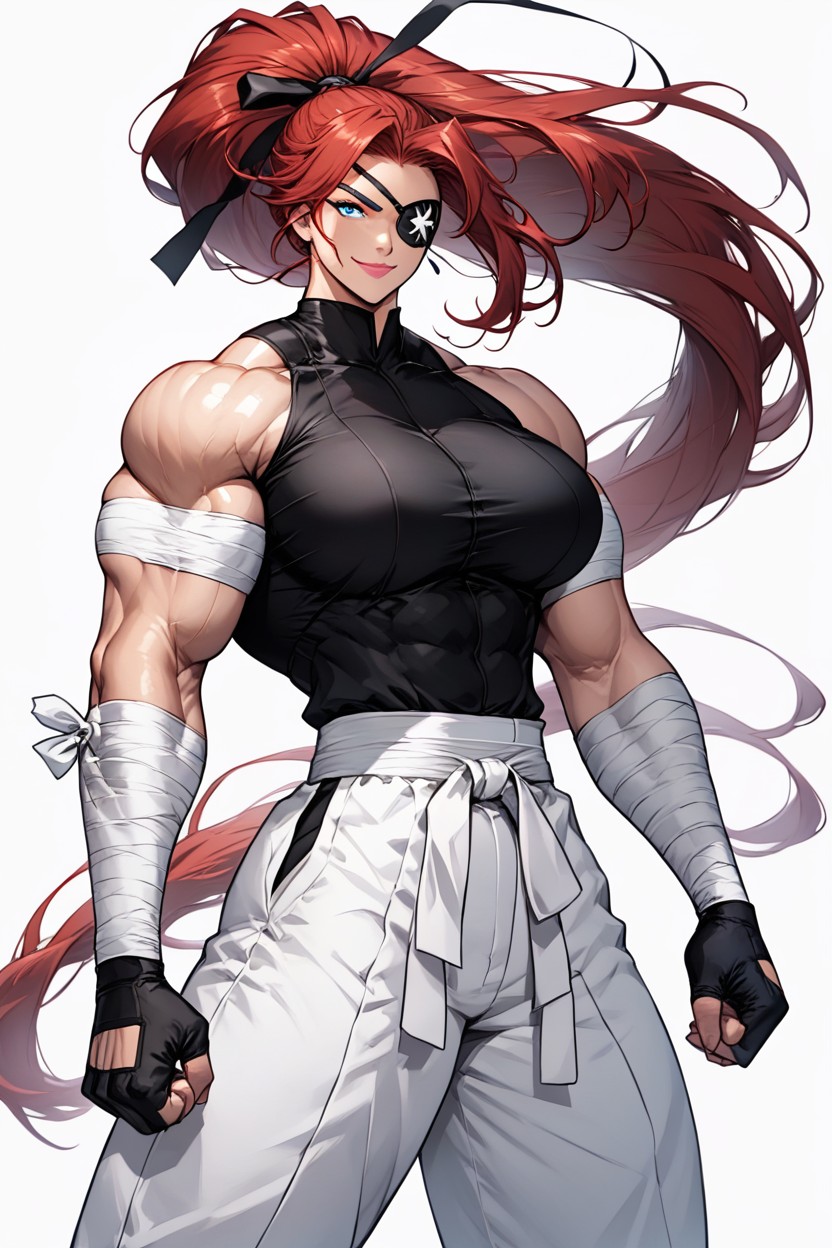 Detailed Hands, Medium Sized Tits, Ponytail Tied With A Long Black Ribbon Hentai AI Porn