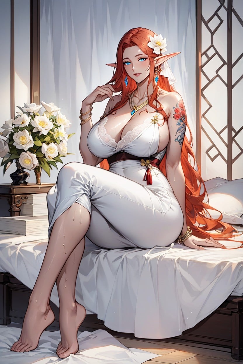 Bedroom, Long Ears, Necklace Hentai AI Porn