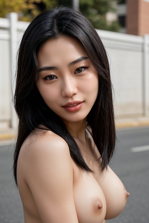 Coreana, Bunda Média, Liso Pornografia de IA