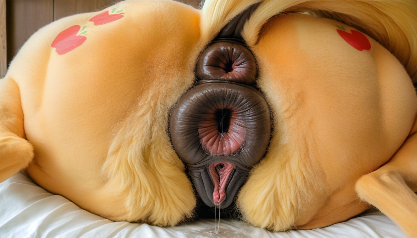 Applejack From Mlp Spreading Her Asshole, Larger Female, Looking At Camera Furry AI Porn