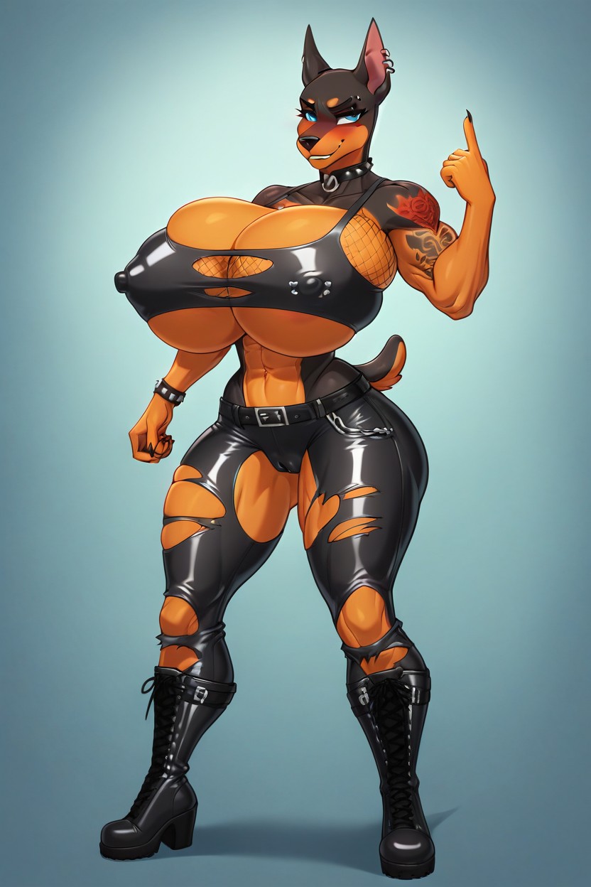 Long Legs, Smirk, Ripped Clothes Furry AI Porn