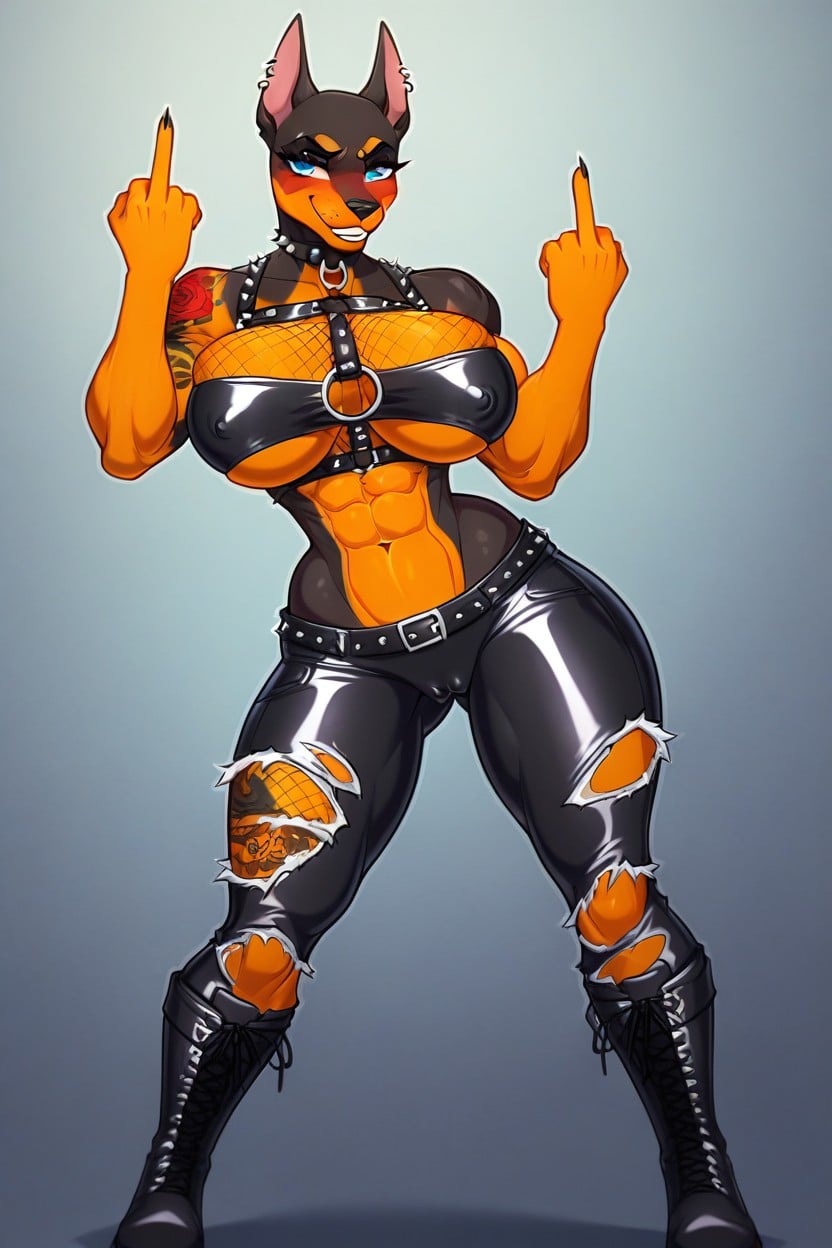 Female, Blushing, Ear Piercings Furry AI Porn