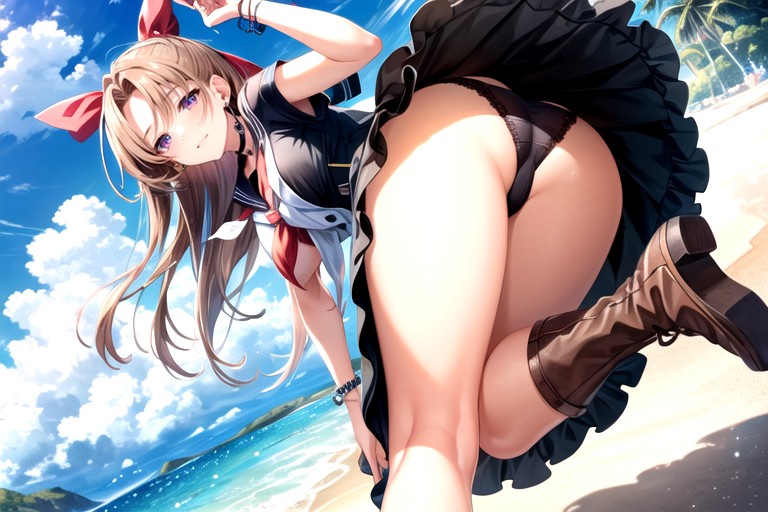 Sunglasses, Sailor Uniform, Bottom Up (upskirt) AI Porn