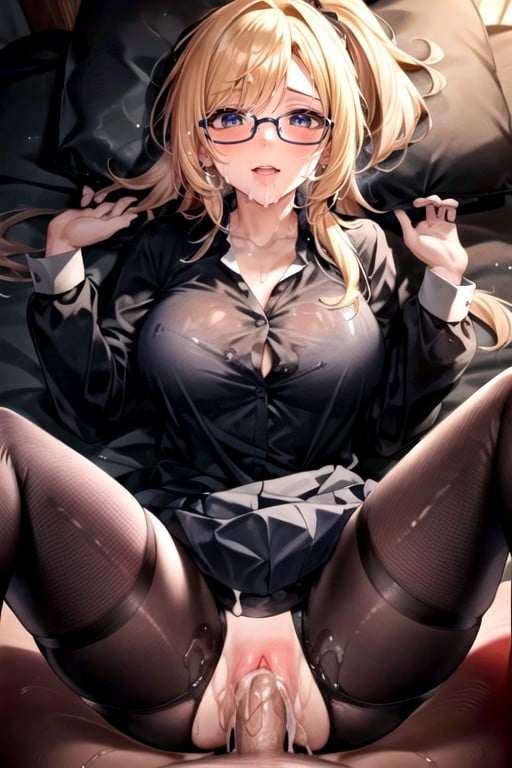 Missionary, Glasses, Blonde Hair AI Porn