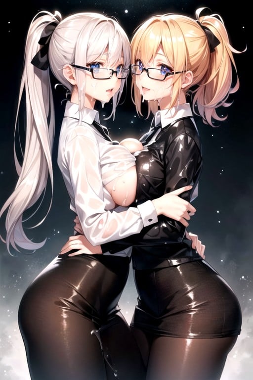 Ponytail, Blonde Hair, Glasses AI Porn