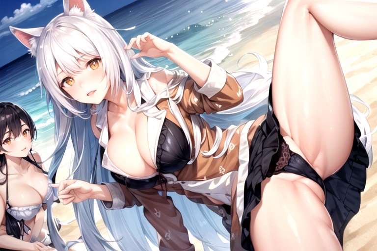 Wind In Hair, Beach, Bikini AI Porn