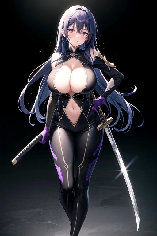 Cleavage_cutout, Solo, Very_long_hair Hentai AI Porn